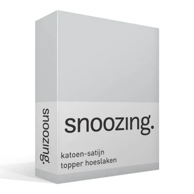Afbeelding van Snoozing Katoen satijn Topper Hoeslaken Tweepersoons 150x200 cm Grijs