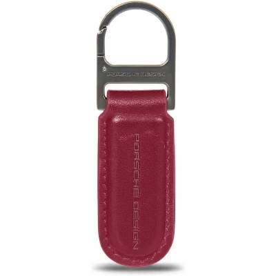 Afbeelding van PORSCHE DESIGN Leren Sleutelhanger Keyring Oval Carmine Red Donkerrood