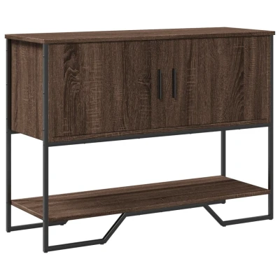 Afbeelding van Wandtafel 100x35x74,5 cm bewerkt hout bruin eikenkleurig