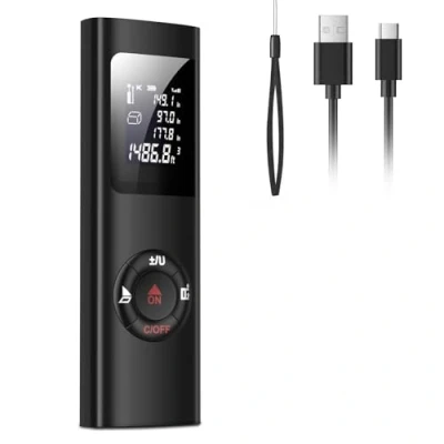 Afbeelding van IPSXP Laserafstandsmeter, 60 m, USB oplaadbaar, digitale afstandsmeter, draagbare afstandsmeter met lcd achtergrondverlichting, meetbereik 0,05 meetnauwkeurigheid ± 2 mm, draagkabel