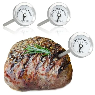 Afbeelding van COM FOUR® 3x braadthermometer van roestvrij staal analoge vleesthermometer grillthermometer vleesnaald 7 cm (03 stuks klein)