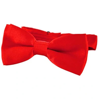 Afbeelding van DonDon mooi jongensstrikje voor kinderen, verstelbare lengte 9 x 4,5 cm rood glanzend in zijdeachtige look