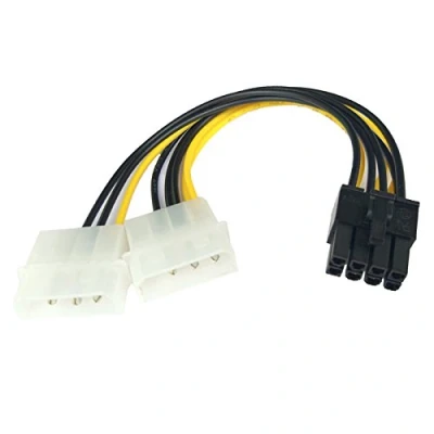 Afbeelding van Aukson R38 8pin PCIe naar 2x 4 pin Molex grafische kaart stroomkabel Power Adapter, stekker 8 PCI E female adapterkabel 15 cm