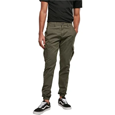 Afbeelding van Urban Classics AOP Glencheck Cargo JOG Pants Cargobroek, Heren, Maat: Small, Olive
