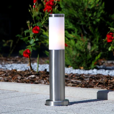 Afbeelding van Lindby buitenlamp 1licht roestvrij staal, polycarbonaat H: 45 cm E27 wit