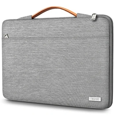 Afbeelding van TECOOL Laptop Hoes Sleeve Draagtas voor 15,6 Inch HP Lenovo Acer Dell Samsung notebook, MacBook Pro 16 Cover met Intrekbare Handgreep, Grijs