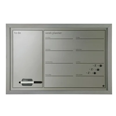 Afbeelding van Bi Office MM03391539 weekplanner met to do lijst, MDF frame gelakt staal, 60 x 40 cm groot, 22 mm dik, grijs/zilver