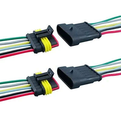 Afbeelding van QitinDasen 2 Set 6 Pin Waterdichte Auto Elektrische Connectoren, Verzegelde Connector Stekke Socket Kit met 16 AWG Voorbedraad, voor Vrachtwagen Boot