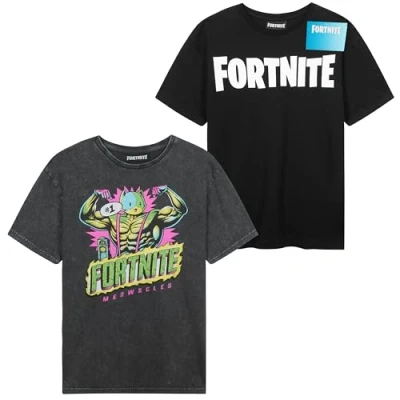 Afbeelding van Get Trend Top Jongens Tieners T shirts Set van 2 of 1 Zacht Ademend Korte Mouwen Casual Zomer Gamer Tops Multipack shirts, Multi Fortnite stuks, 13 14 jaar