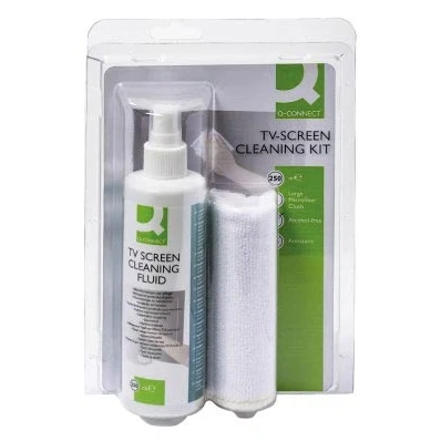 Afbeelding van Q CONNECT reinigingsspray voor scherm en toetsenbord inclusief doek pompspray van 250 ml reinigingsproduct