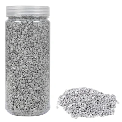 Afbeelding van HEKU Grofkorrelig decoratief granulaat in zilver, ca. 750 g, veelzijdig inzetbaar, ideaal voor bruiloften en knutselprojecten, hersluitbare doos