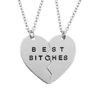 Afbeelding van Kasey Vriendschapsketting bff ketting voor 2 stuks Best Bitches Hart Zilverkleurig