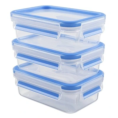 Afbeelding van Emsa Clip &amp; Close vershouddozen, transparant/blauw, verpakking van 3 (3 x 0,55L)