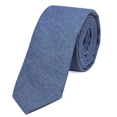 Afbeelding van DonDon heren stropdas 6 cm denimlook katoen glanzend blauw