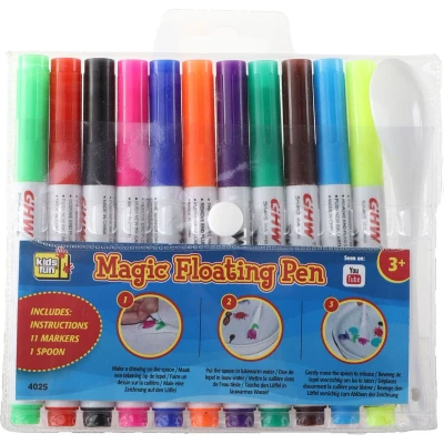 Afbeelding van Magic Floating pennen set 11 viltstiften inclusief lepel Voor kinderen Uitwasbaar Magisch WaterStiften Water stiften