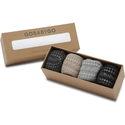 Afbeelding van GoBabyGo Combo Box katoen antislip sokjes / Grey Melange, Dark Black, Sand 1 2y 20 22