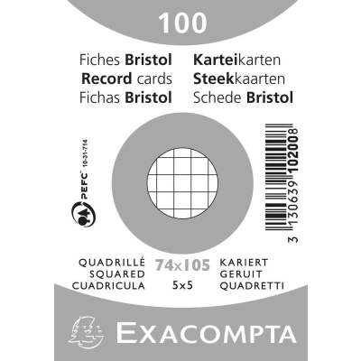 Afbeelding van 10x Pak 100 steekkaarten bristol in folie geruit 5x5 niet geperforeerd 74x105mm, Wit