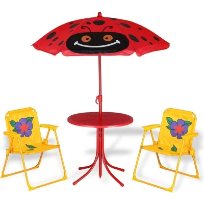 Afbeelding van Kinder tuinset kever 2 stoelen 1 tafel met parasol