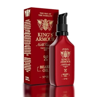 Afbeelding van King&#039;s Armour Beard Oil 50ml Softens, Strengthens, Grows &amp; Conditions Unique Oils of Jojoba, Argan and Sweet Almond Refreshes All Day Long with Its Magic Fragrance