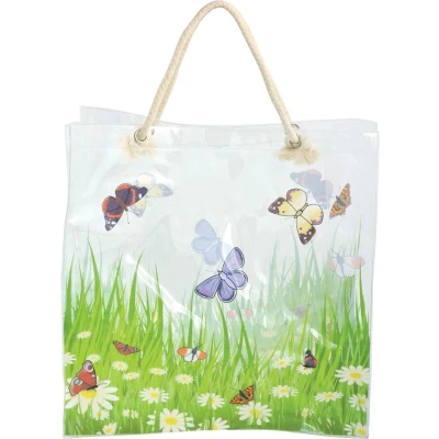 Afbeelding van Esschert Design Boodschappentas Bloemenveld 23 Liter Pvc Groen
