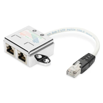 Afbeelding van Digitus RJ45 Netwerk Adapter CAT 5, 5e [2x stekker 1x stekker] Grijs