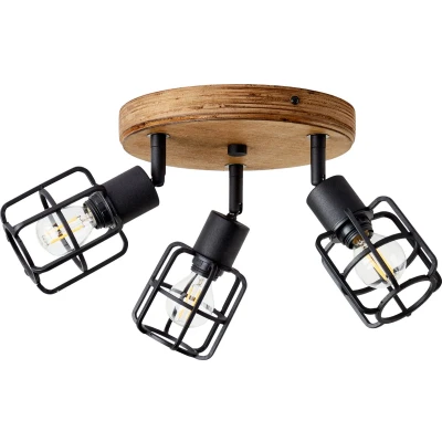 Afbeelding van Brilliant Gwen Plafondspot E14 max 3x40W Hout/Zwart