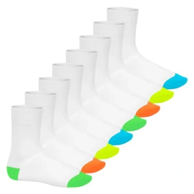 Afbeelding van Footstar Katoenen sokken voor heren en dames (8 paar) in neonlook, Fun wit, 39 42 EU