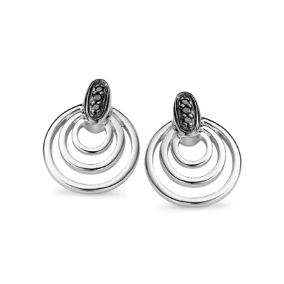 Afbeelding van Orphelia Oorbel Inner Circles Black Zirconium Sterling Zilver 925