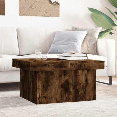 Afbeelding van Salontafel 80x55x40 cm bewerkt hout gerookt eikenkleurig