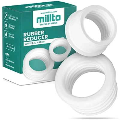 Afbeelding van Millto™ rubberen verloopstuk buisinzet Push Fit afvoerpijp manchet afdichtadapter 3 bar aansluiting Ø 40 x 32 mm wit
