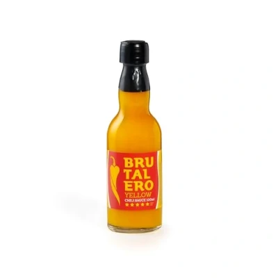 Afbeelding van Brutalero Scorpion Yellow 100 ml Gefermenteerde Ultra Hete Chilisaus 80% Fatalii &amp; Trinidad Alleen Voor Wie Durft