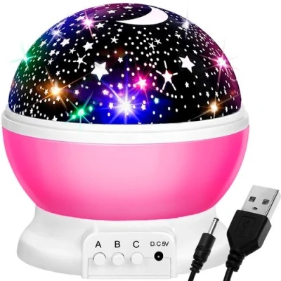 Afbeelding van LED nachtlamp Met projector Roze