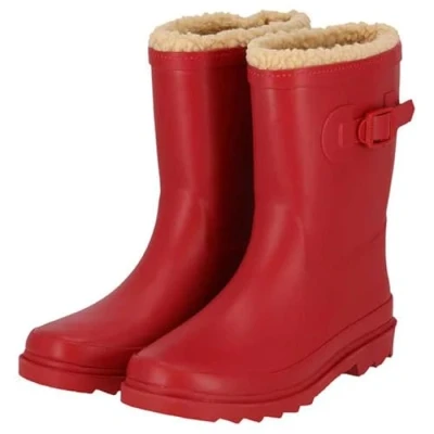 Afbeelding van XQ Regenlaarzen kinderen Unisex Fake Fur voering Rood Maat 27/28 meisjes jongens kind