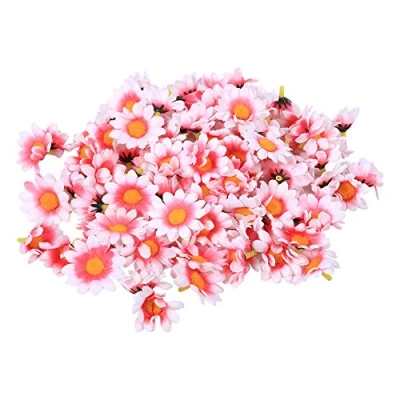 Afbeelding van Kunstbloemen, madeliefjes, 11 kleuren, 100 stuks, levensechte boeket, stof, bloemkop, decoratie, bruiloft, doe het zelf handwerk, poederwit