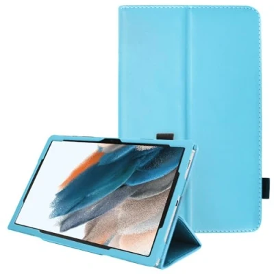 Afbeelding van TECHGEAR beschermhoes van PU leer, compatibel met Samsung Galaxy Tab A8 2021 10,5 inch (SM X200 / SM X205), lederen standfunctie en handtas [Wek /slaapfunctie] lichtblauw