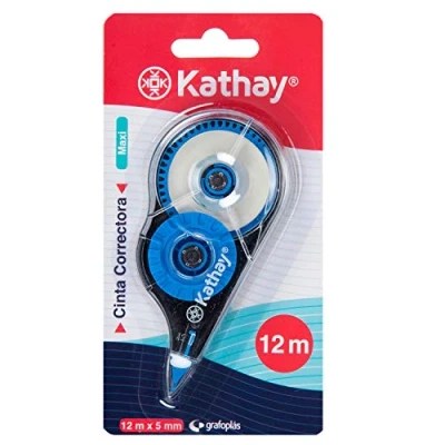 Afbeelding van Kathay 86028899 Maxi schrijfcorrectietape, 5 mm x 12 m, willekeurige kleuren: geel, groen en blauw, sneldrogend