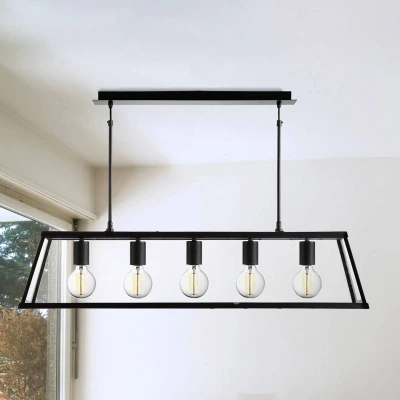Afbeelding van Searchlight Zwarte hanglamp Voyager 5 lichts 4614 5BK