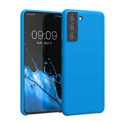 Afbeelding van kwmobile telefoonhoesje geschikt voor Samsung Galaxy S21 Hoesje met siliconen coating Smartphone case in stralend blauw