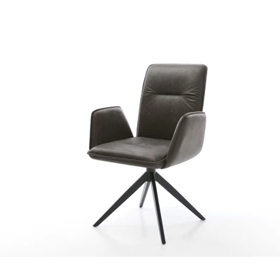 Afbeelding van DELIFE Draaistoel Vinja Flex microvelours antraciet vintage kruisframe breed zwart 360 draaibaar rocker functie