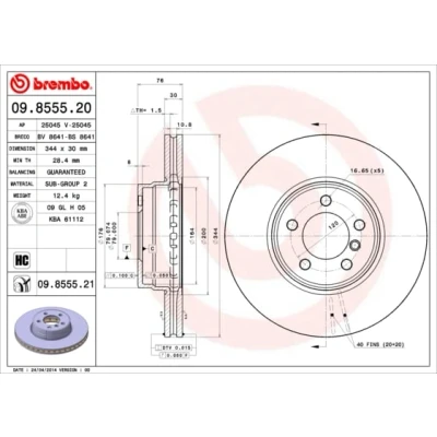 Afbeelding van Brembo Remschijf 09.8555.21