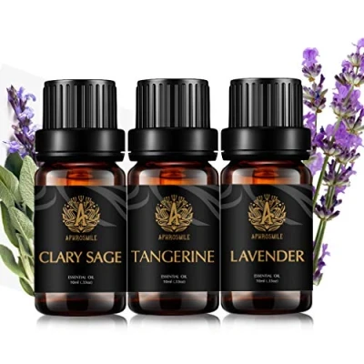Afbeelding van 100% pure Clary Salie etherische olie set voor diffuser, 3 x 10 ml aromatherapie lavendel kit massage, therapeutische kwaliteit tangerine het maken van kaarsen