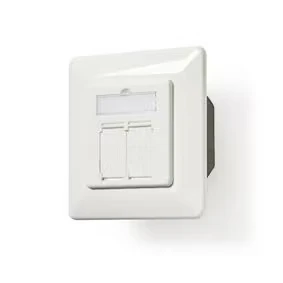 Afbeelding van Netwerkwandcontactdoos Cat 6a 2x RJ45 female Vlakke montage Ivoor