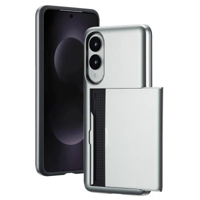 Afbeelding van Samsung Galaxy S25 Edge Hoesje Met pashouder Kunststof imoshion Backcover/Hardcase Grijs Telefoonhoesje