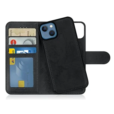 Afbeelding van MyGadget flip case voor Apple iPhone 13 magnetische cover in synthetisch lederen PU kaarthouder beschermhoes portemonnee krasbestendig Zwart