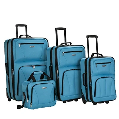 Afbeelding van Rockland Jungle Softside Rechtopstaande Bagage Set, Turkoois, Eén maat, 4 delige bagageset