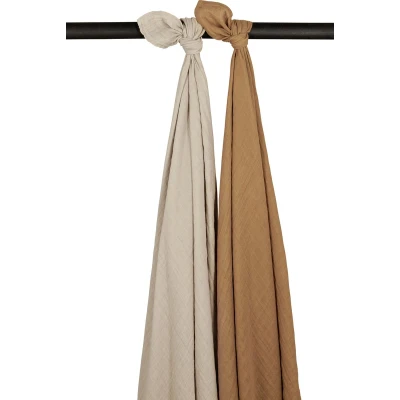 Afbeelding van Meyco Swaddle Doek Pre Washed Sand En Toffee 2 pack
