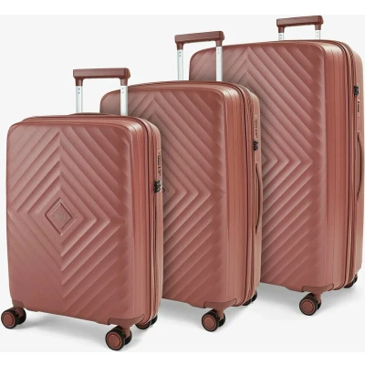 Afbeelding van Kofferset Trolleyset 3 delig met TSA slot Dubbel Rits PP silicone koffer Rock