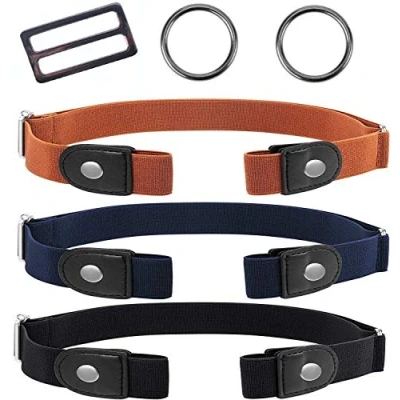 Afbeelding van 3 stuks riemen zonder gesp, onzichtbare elastische riem, gespvrij, verstelbare jeansbroek, riem voor dames en heren