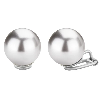 Afbeelding van Traveller Clip Oorbellen Oorclips Dames Pareloorclips Zilverkleurig Parels ø 14 mm Grijs Geplatineerd 710114