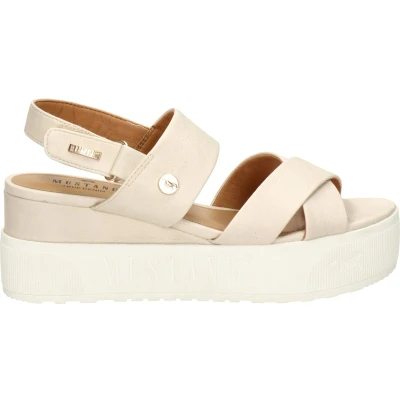 Afbeelding van Mustang Sandalen met plateauzool, Dames, Maat: 41, ivory Kunststof